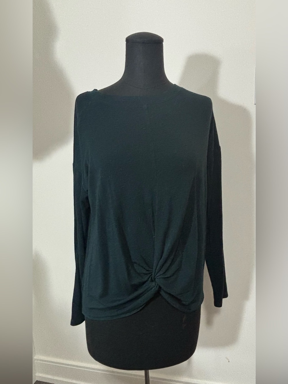 LOFT Lou & Grey Dark Green Long-Sleeve Twist-Knot Top
